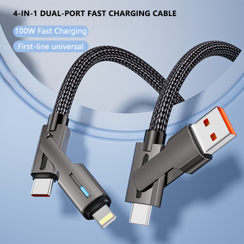 240W Nylon Zinc Alloy USB 5A Fast Charging Pure Copper 4 in 1 Charging Cable for Mobile Phones & Power Banks