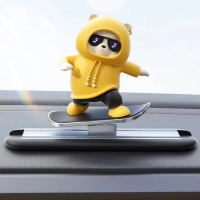 Car Dashboard Decoration Skateboard Ornament Cute Bear Navigation Skateboard Figurine