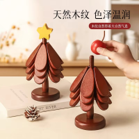 Christmas Tree Heat Insulation Pad Table Decoration Solid Wood Heat-resistant Pot Pad Folding coaster