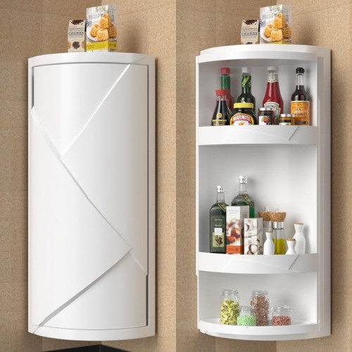 Corner Rotating Multi-layer Dust Shelf Kitchen Spice Organizer Bathroom Waterproof Toiletries Organizer