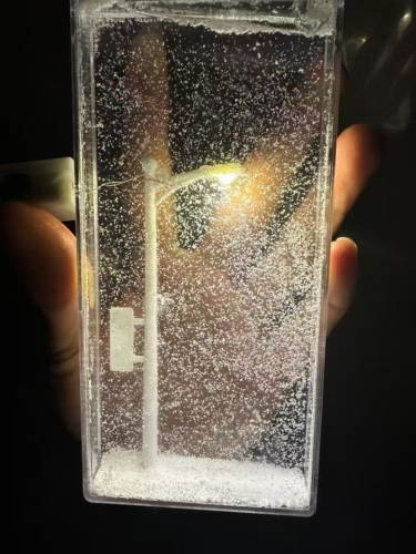Romantic Modern LED Night Light Handmade ABS Street Lamp Warm White Snow Scenery Mini 20 Rectangle for Bedroom Battery Operated