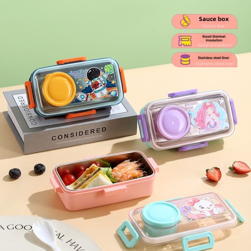 Stainless Steel Lunch Box 500ml+80ml Sauce Bowl