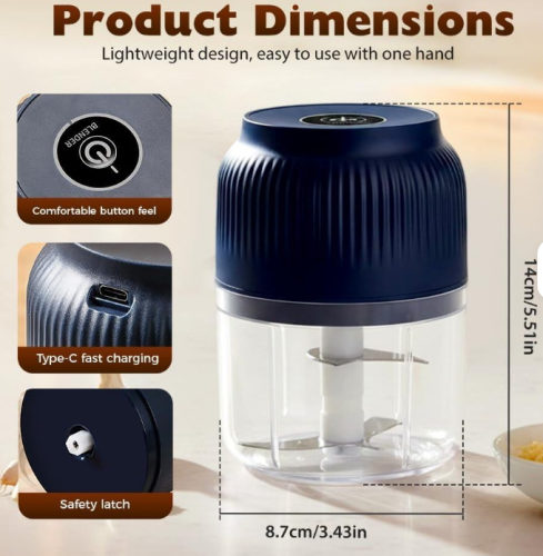 USB Portable Cordless Electric Garlic & Meat Mini Onion Chopper Small Food Processor & Crusher MINI CHOPPER